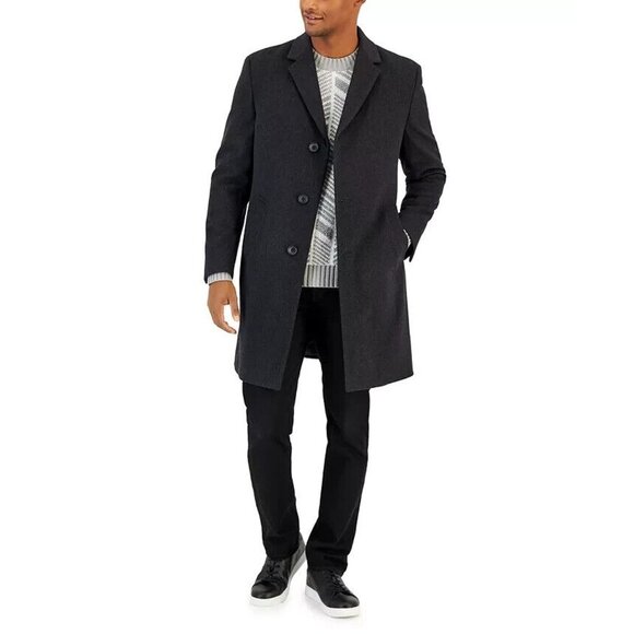 $395 Nautica Men's Gray Classic-Fit Camber Wool-Blend Overcoat Jacket Size 42L - Picture 1 of 10